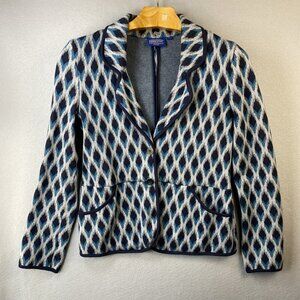 Pendleton Blazer Women's‎ Medium Grandma Core Cotton Jacket Argyle Diamond Blue